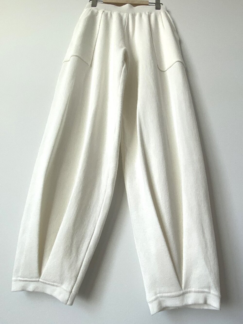 Womens Baggy Balloon Leg Pants Size S Beige High Rise Pocket Flat